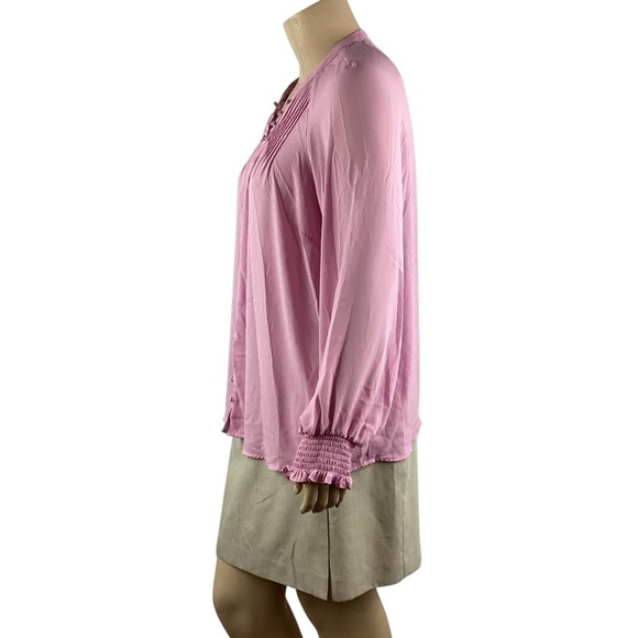 Torrid Mauve Mist Georgette Smocked Blouson Sleeve Blouse Size 2X Feminine Boho - Picture 4 of 7